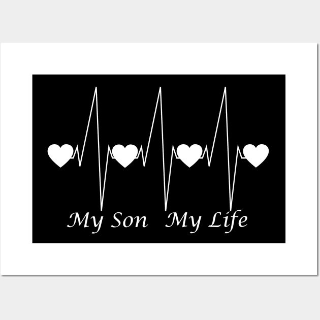 I Love My Son My Life Heartbeat Wall Art by Mindseye222